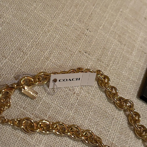 Coach Gold tone Chain Necklace with Padlock Pendant , Coach gold tone earrings. - Picture 11 of 12